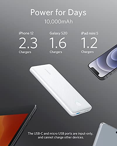 Anker Power Bank(PowerCore 10K),Compact Travel-Ready 10,000mAh Battery Pack with PowerIQ Charging Technology,5V/3A High-Speed Charging for iPhone,iPad,and More (USB-C Input and Output（Black），1pack)