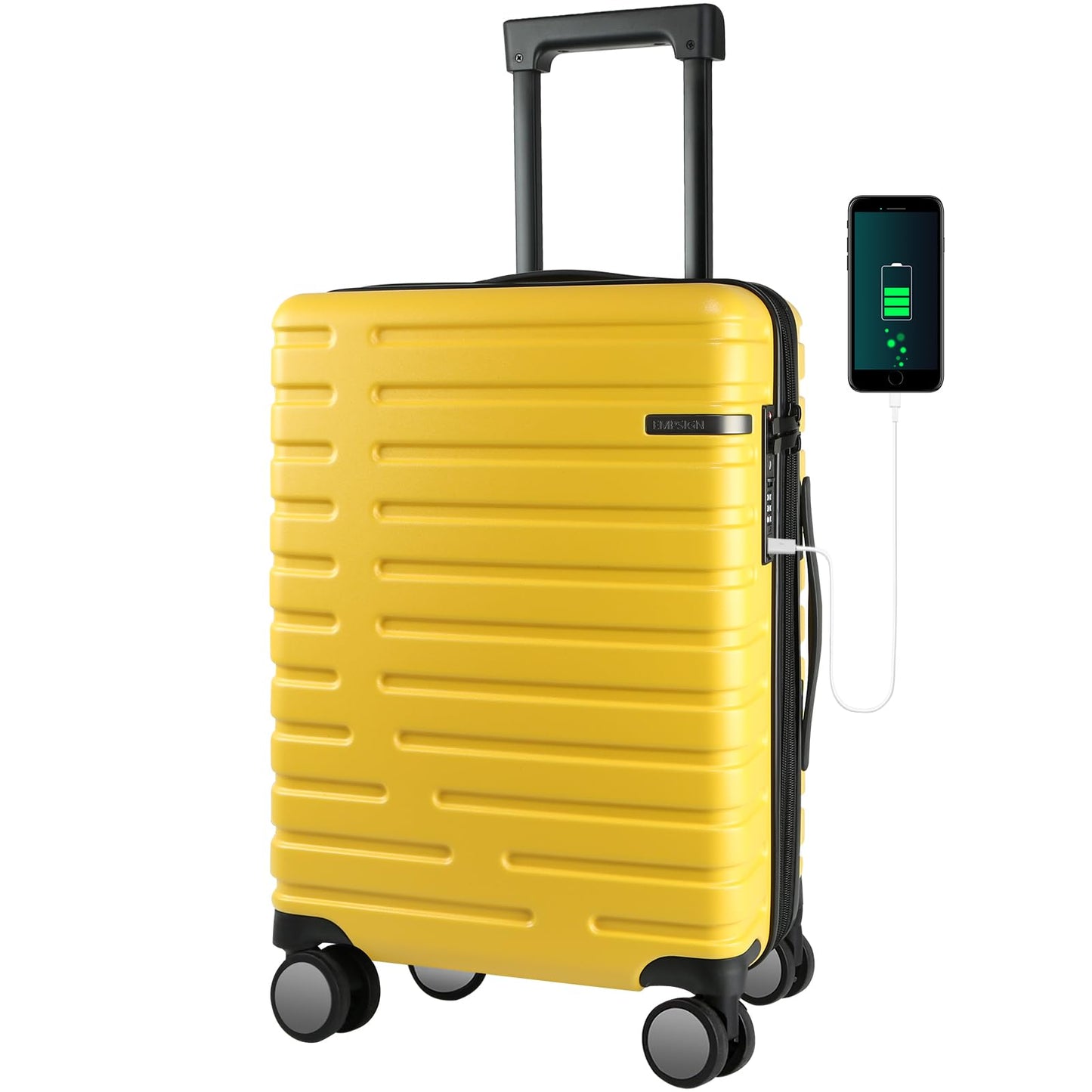 EMPSIGN Carry On Luggage with Spinner Wheels, Hard Shell Carry-On Suitcase 21x14x9 Airline Approved & Built-in TSA Lock, Durable Travel Rolling Suitcase, Carry-On 20-Inch, Orange