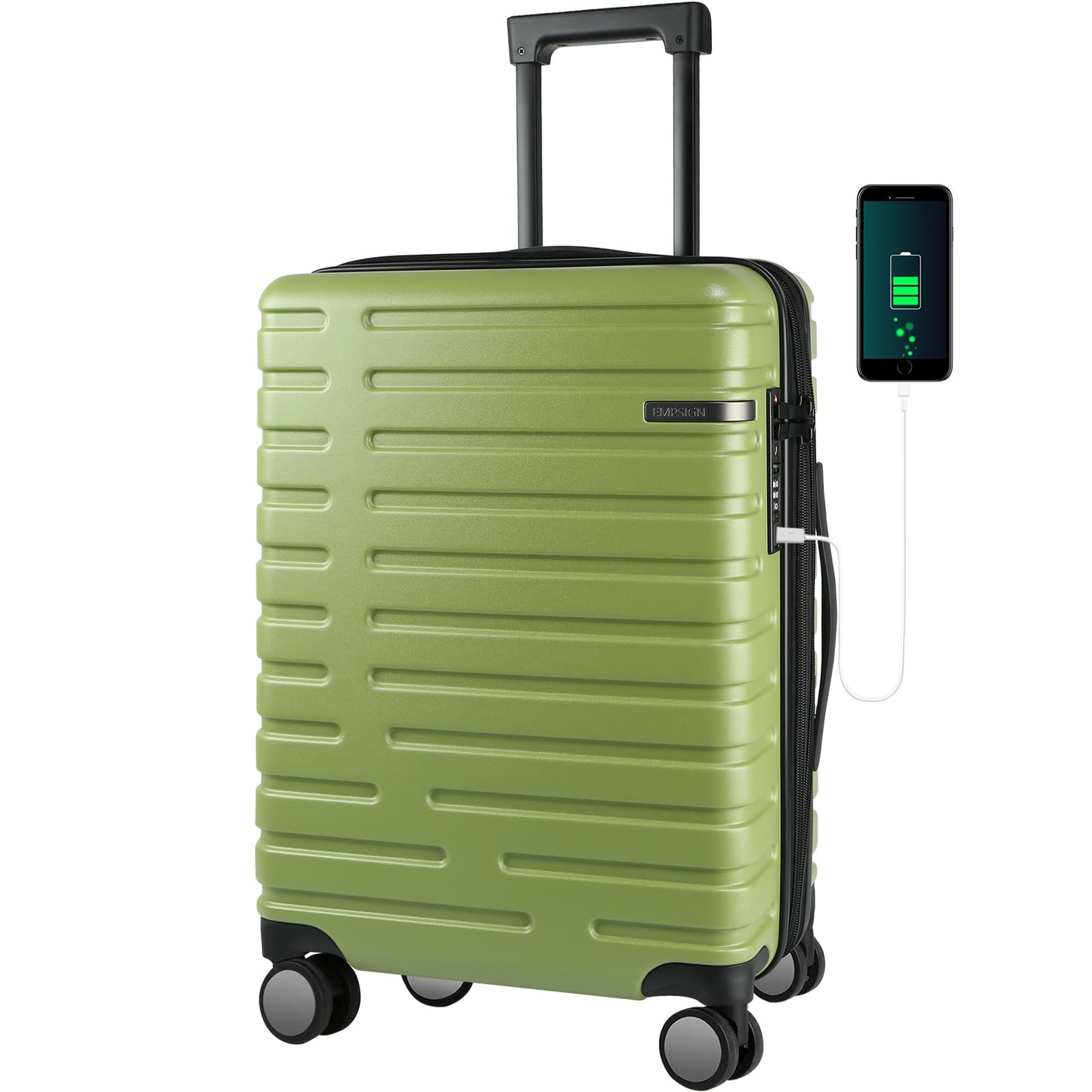 EMPSIGN Carry On Luggage with Spinner Wheels, Hard Shell Carry-On Suitcase 21x14x9 Airline Approved & Built-in TSA Lock, Durable Travel Rolling Suitcase, Carry-On 20-Inch, Orange