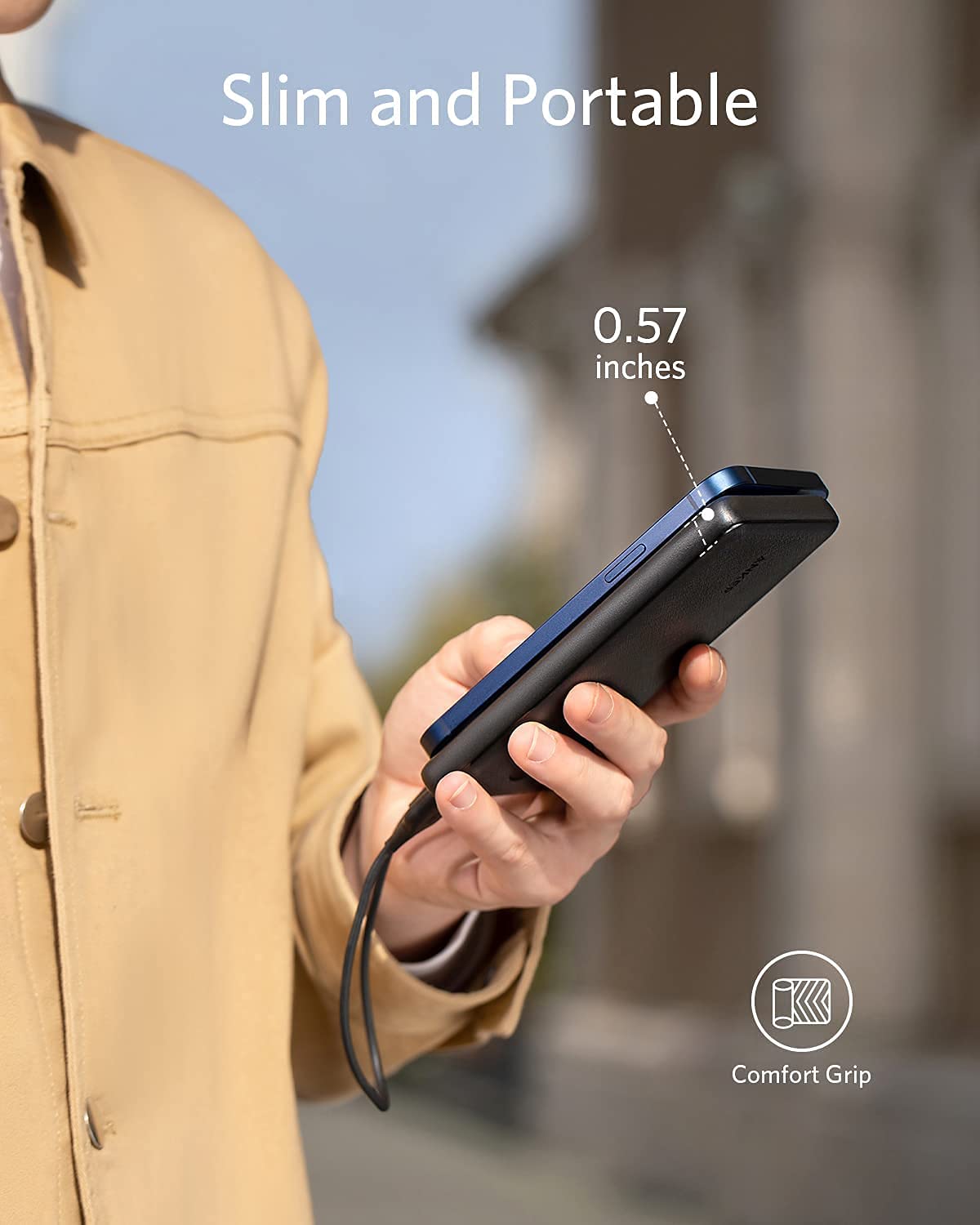 Anker Power Bank(PowerCore 10K),Compact Travel-Ready 10,000mAh Battery Pack with PowerIQ Charging Technology,5V/3A High-Speed Charging for iPhone,iPad,and More (USB-C Input and Output（Black），1pack)