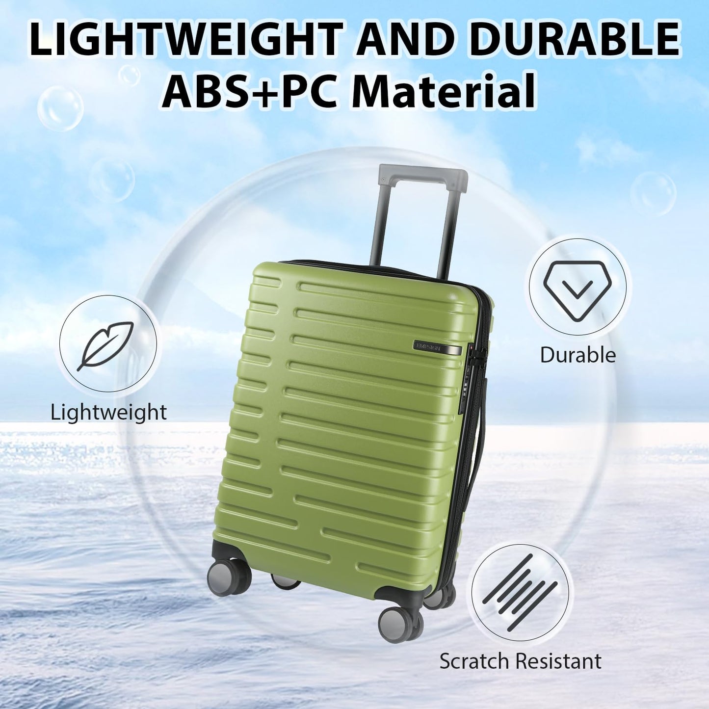 EMPSIGN Carry On Luggage with Spinner Wheels, Hard Shell Carry-On Suitcase 21x14x9 Airline Approved & Built-in TSA Lock, Durable Travel Rolling Suitcase, Carry-On 20-Inch, Orange