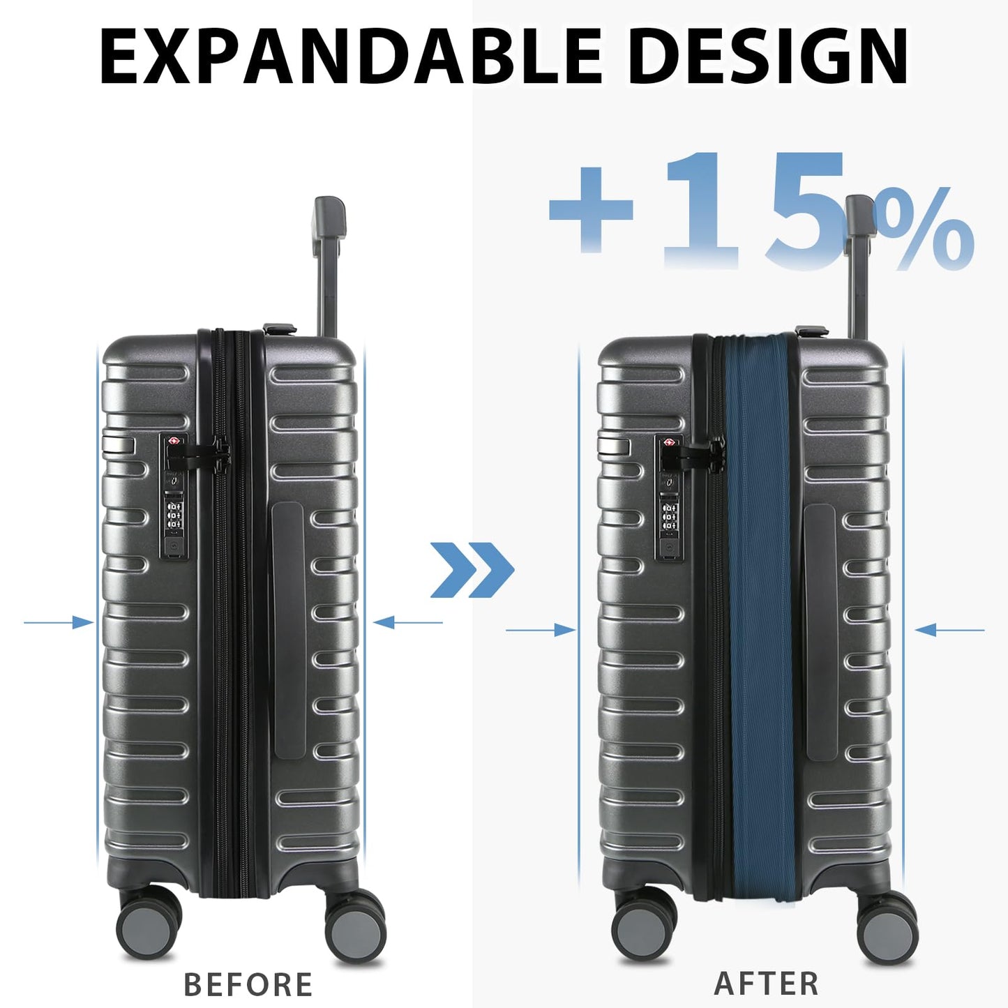 EMPSIGN Carry On Luggage with Spinner Wheels, Hard Shell Carry-On Suitcase 21x14x9 Airline Approved & Built-in TSA Lock, Durable Travel Rolling Suitcase, Carry-On 20-Inch, Orange
