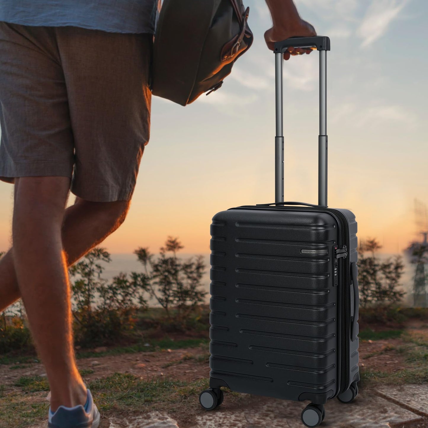 EMPSIGN Carry On Luggage with Spinner Wheels, Hard Shell Carry-On Suitcase 21x14x9 Airline Approved & Built-in TSA Lock, Durable Travel Rolling Suitcase, Carry-On 20-Inch, Orange