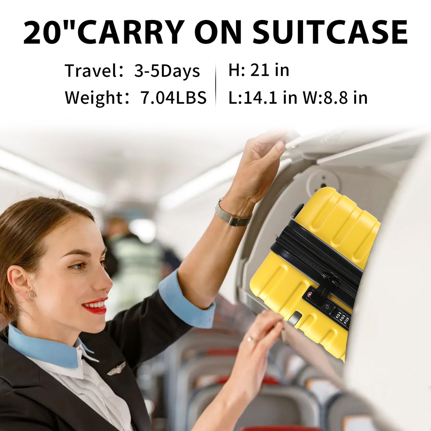 EMPSIGN Carry On Luggage with Spinner Wheels, Hard Shell Carry-On Suitcase 21x14x9 Airline Approved & Built-in TSA Lock, Durable Travel Rolling Suitcase, Carry-On 20-Inch, Orange