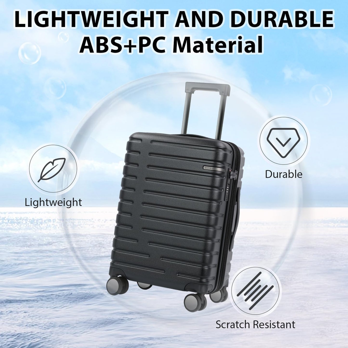 EMPSIGN Carry On Luggage with Spinner Wheels, Hard Shell Carry-On Suitcase 21x14x9 Airline Approved & Built-in TSA Lock, Durable Travel Rolling Suitcase, Carry-On 20-Inch, Orange