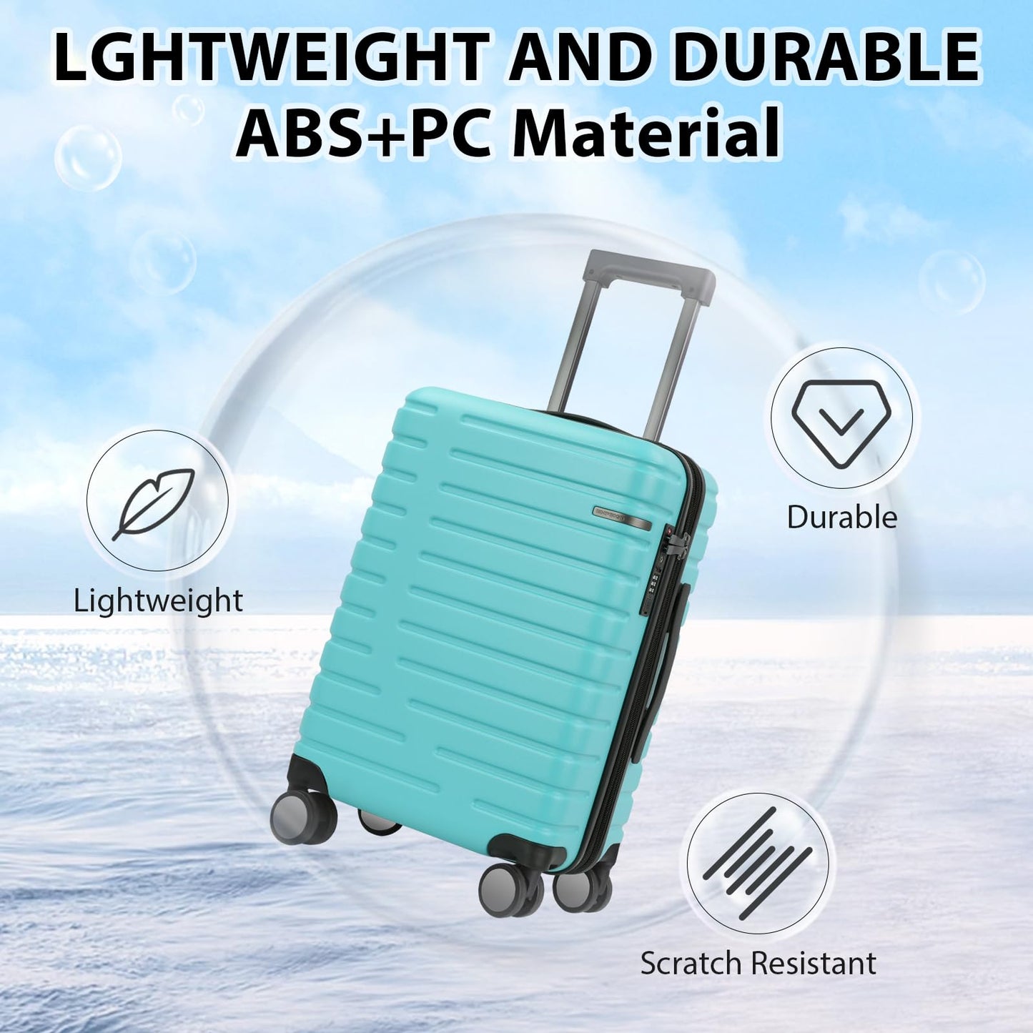 EMPSIGN Carry On Luggage with Spinner Wheels, Hard Shell Carry-On Suitcase 21x14x9 Airline Approved & Built-in TSA Lock, Durable Travel Rolling Suitcase, Carry-On 20-Inch, Orange