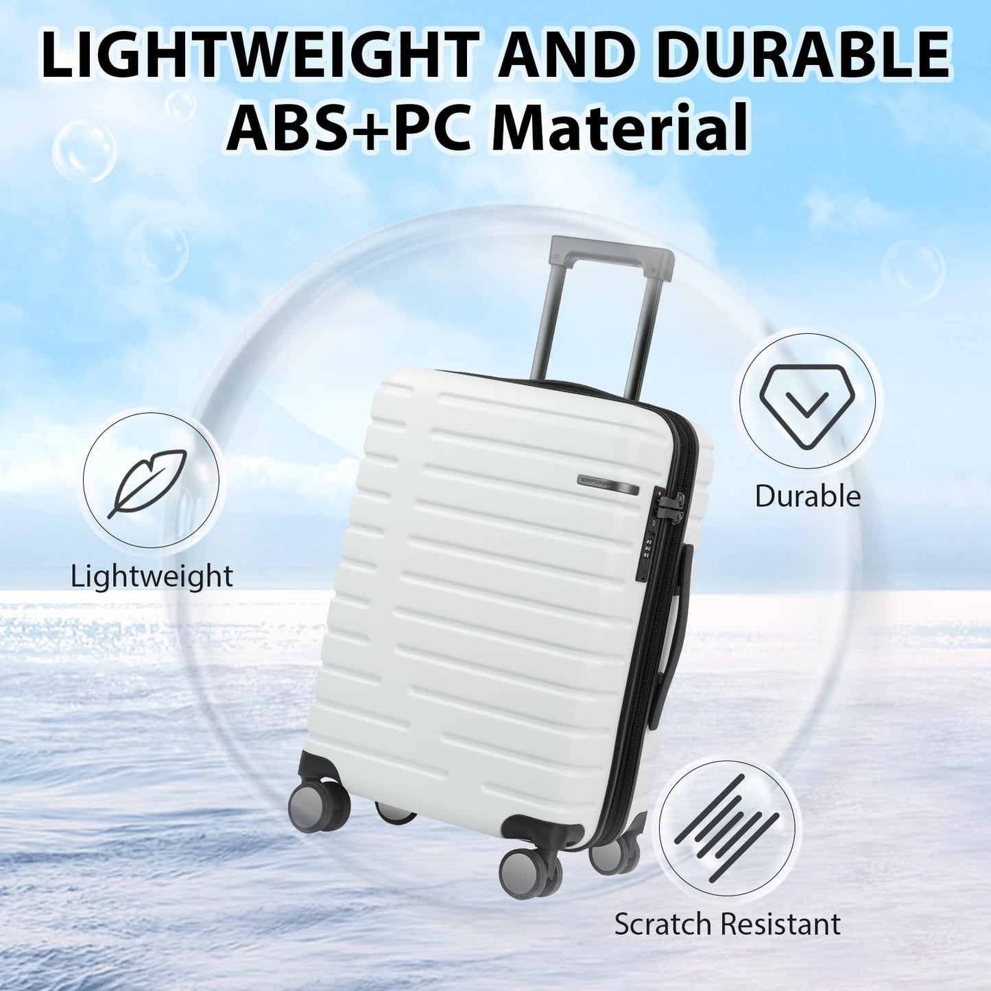 EMPSIGN Carry On Luggage with Spinner Wheels, Hard Shell Carry-On Suitcase 21x14x9 Airline Approved & Built-in TSA Lock, Durable Travel Rolling Suitcase, Carry-On 20-Inch, Orange