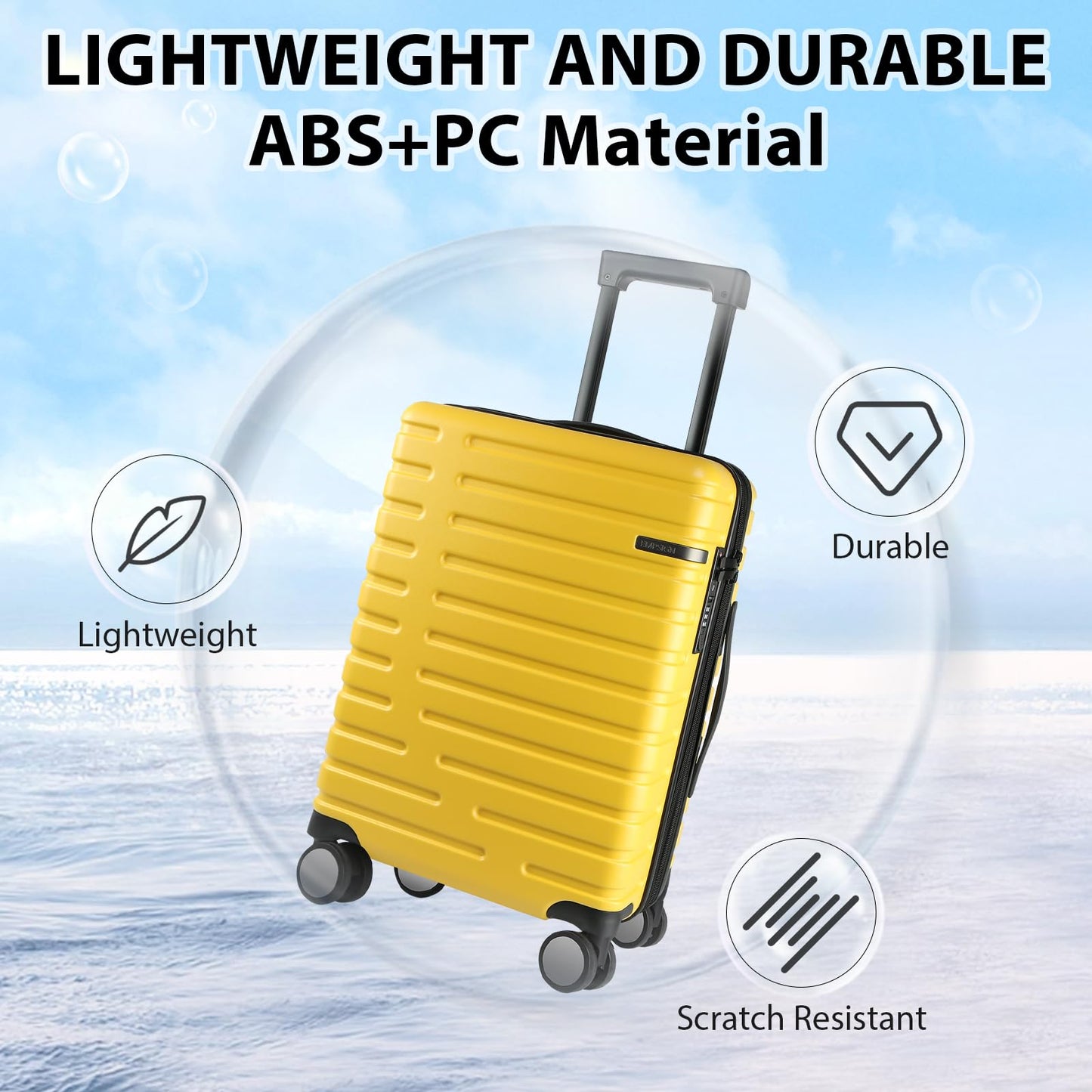 EMPSIGN Carry On Luggage with Spinner Wheels, Hard Shell Carry-On Suitcase 21x14x9 Airline Approved & Built-in TSA Lock, Durable Travel Rolling Suitcase, Carry-On 20-Inch, Orange