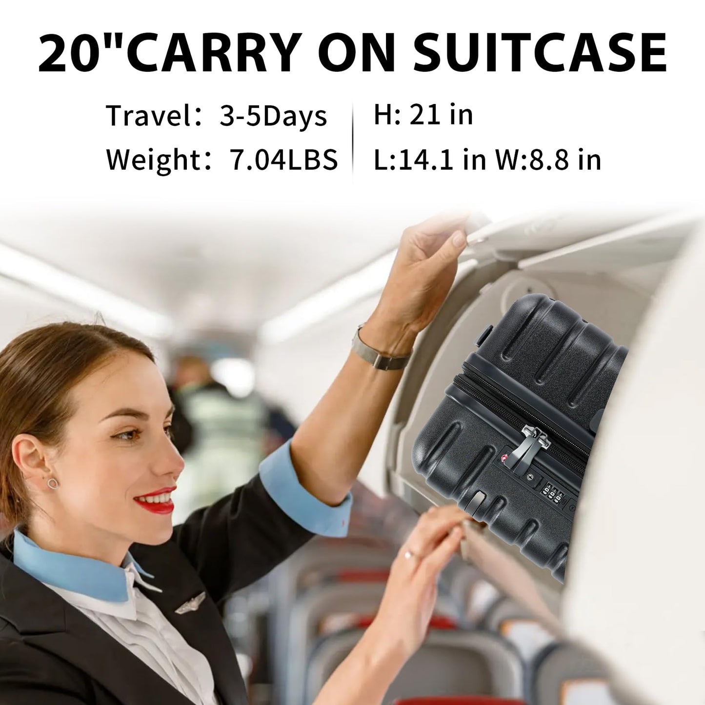 EMPSIGN Carry On Luggage with Spinner Wheels, Hard Shell Carry-On Suitcase 21x14x9 Airline Approved & Built-in TSA Lock, Durable Travel Rolling Suitcase, Carry-On 20-Inch, Orange