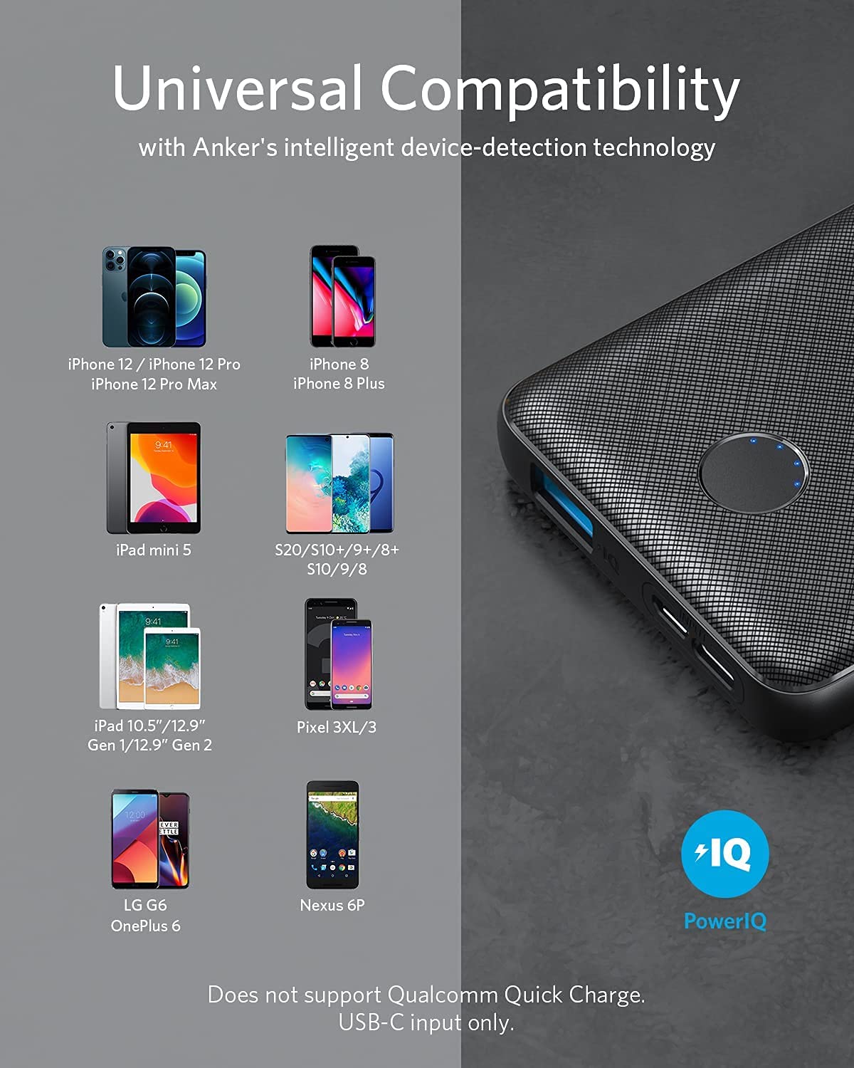 Anker Power Bank(PowerCore 10K),Compact Travel-Ready 10,000mAh Battery Pack with PowerIQ Charging Technology,5V/3A High-Speed Charging for iPhone,iPad,and More (USB-C Input and Output（Black），1pack)