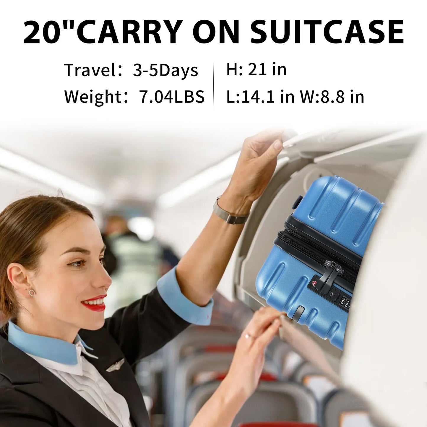EMPSIGN Carry On Luggage with Spinner Wheels, Hard Shell Carry-On Suitcase 21x14x9 Airline Approved & Built-in TSA Lock, Durable Travel Rolling Suitcase, Carry-On 20-Inch, Orange
