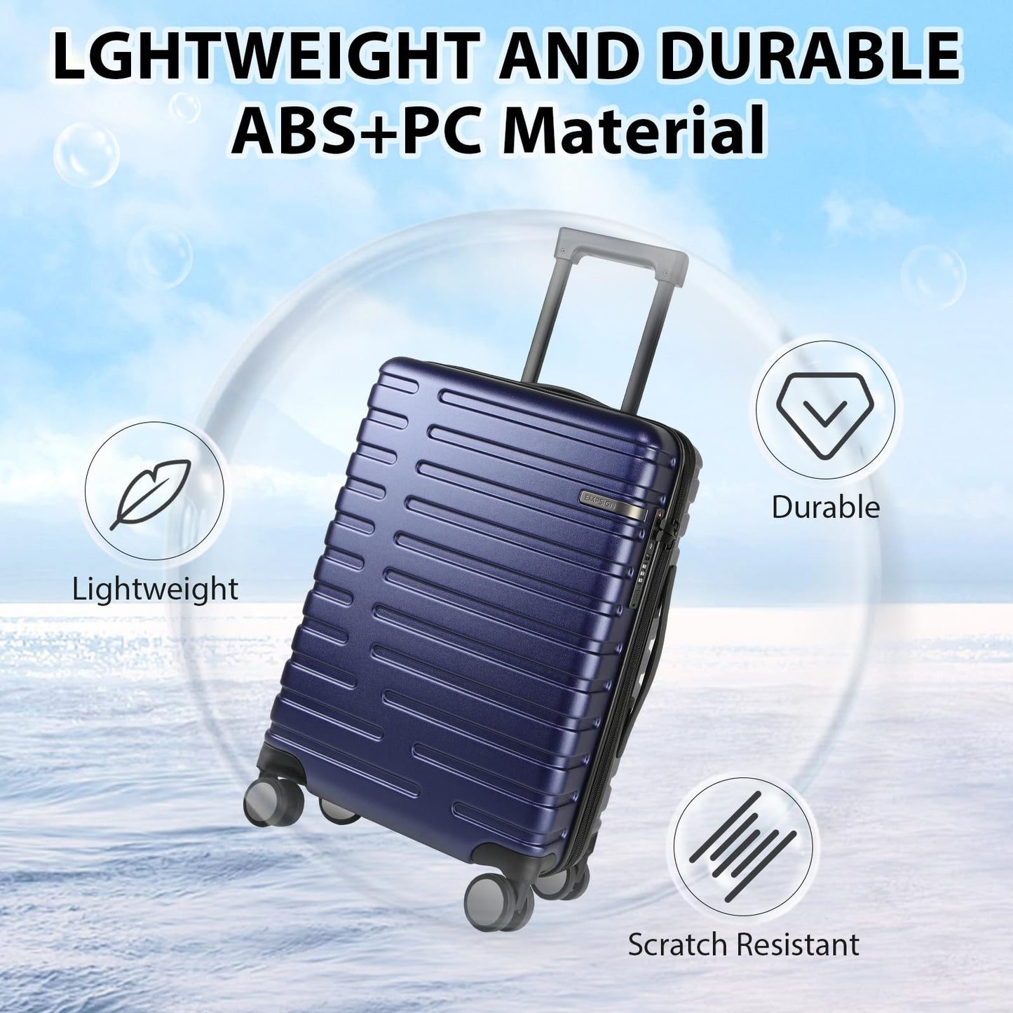 EMPSIGN Carry On Luggage with Spinner Wheels, Hard Shell Carry-On Suitcase 21x14x9 Airline Approved & Built-in TSA Lock, Durable Travel Rolling Suitcase, Carry-On 20-Inch, Orange
