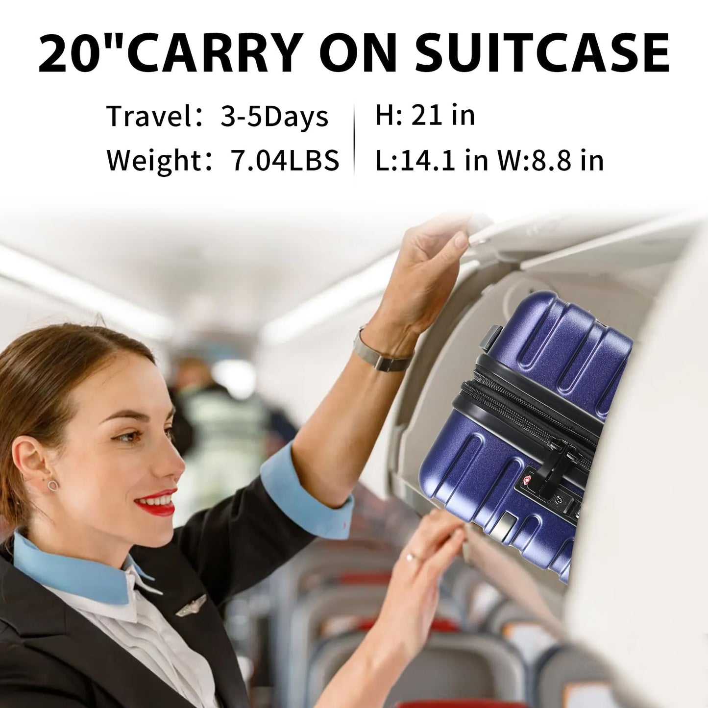 EMPSIGN Carry On Luggage with Spinner Wheels, Hard Shell Carry-On Suitcase 21x14x9 Airline Approved & Built-in TSA Lock, Durable Travel Rolling Suitcase, Carry-On 20-Inch, Orange
