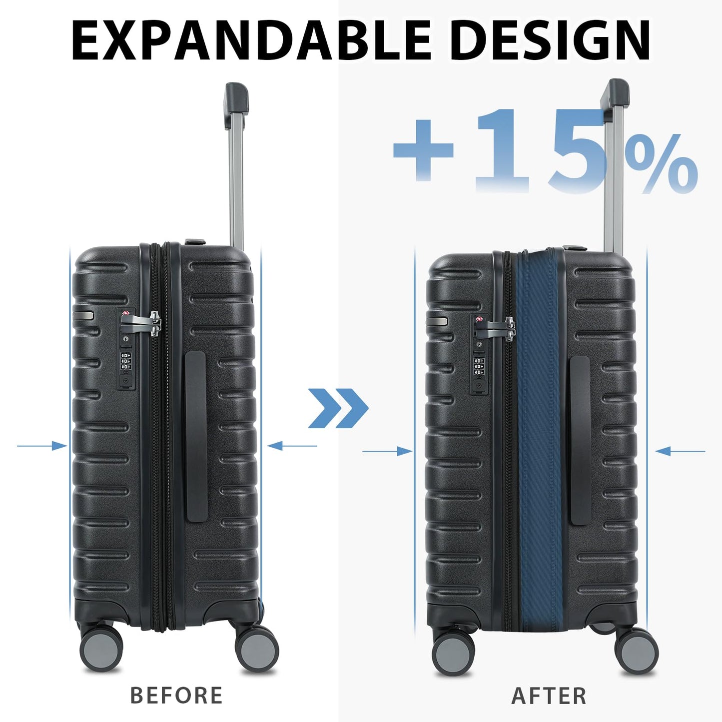 EMPSIGN Carry On Luggage with Spinner Wheels, Hard Shell Carry-On Suitcase 21x14x9 Airline Approved & Built-in TSA Lock, Durable Travel Rolling Suitcase, Carry-On 20-Inch, Orange