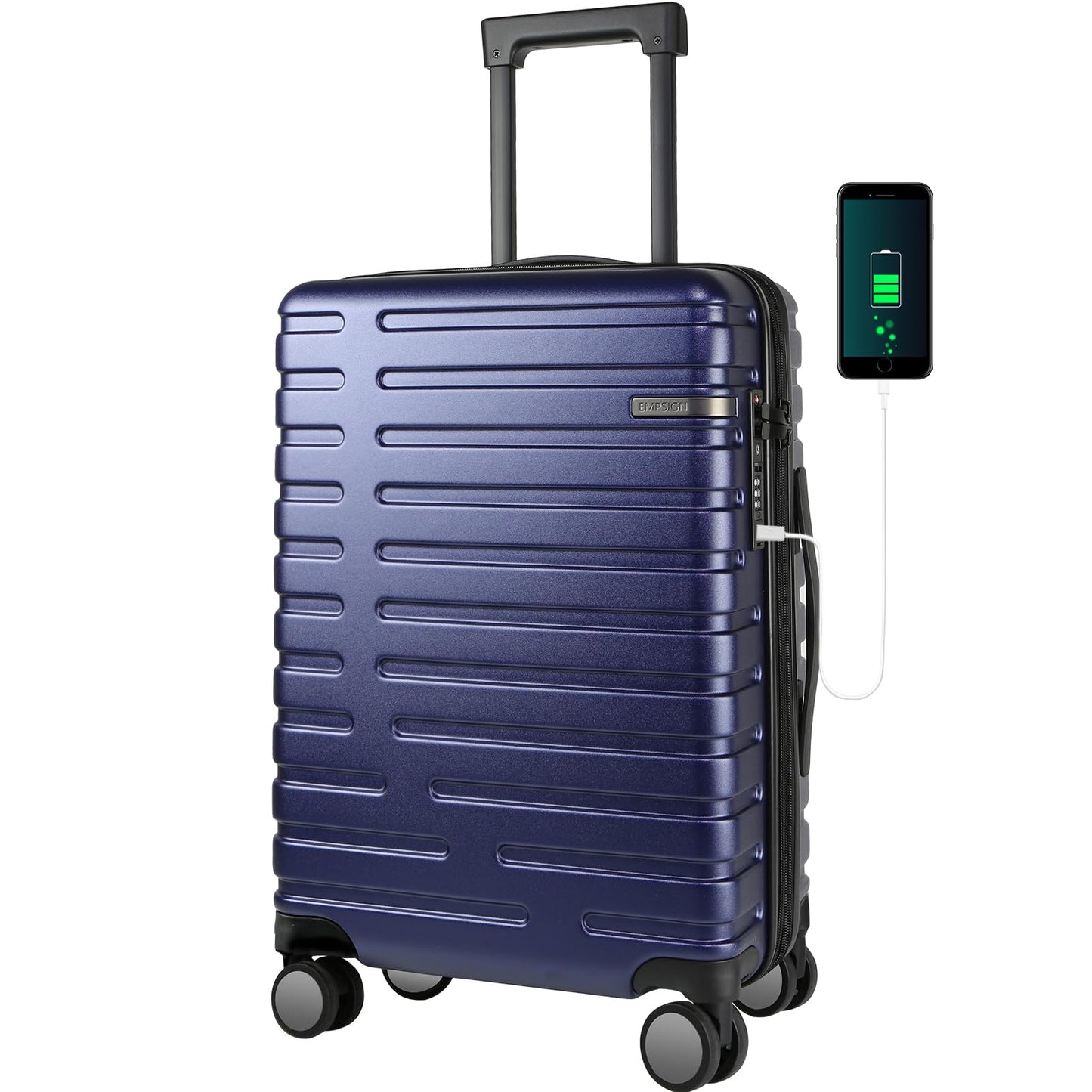 EMPSIGN Carry On Luggage with Spinner Wheels, Hard Shell Carry-On Suitcase 21x14x9 Airline Approved & Built-in TSA Lock, Durable Travel Rolling Suitcase, Carry-On 20-Inch, Orange