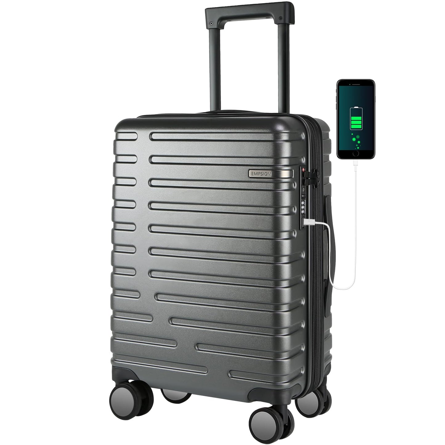 EMPSIGN Carry On Luggage with Spinner Wheels, Hard Shell Carry-On Suitcase 21x14x9 Airline Approved & Built-in TSA Lock, Durable Travel Rolling Suitcase, Carry-On 20-Inch, Orange