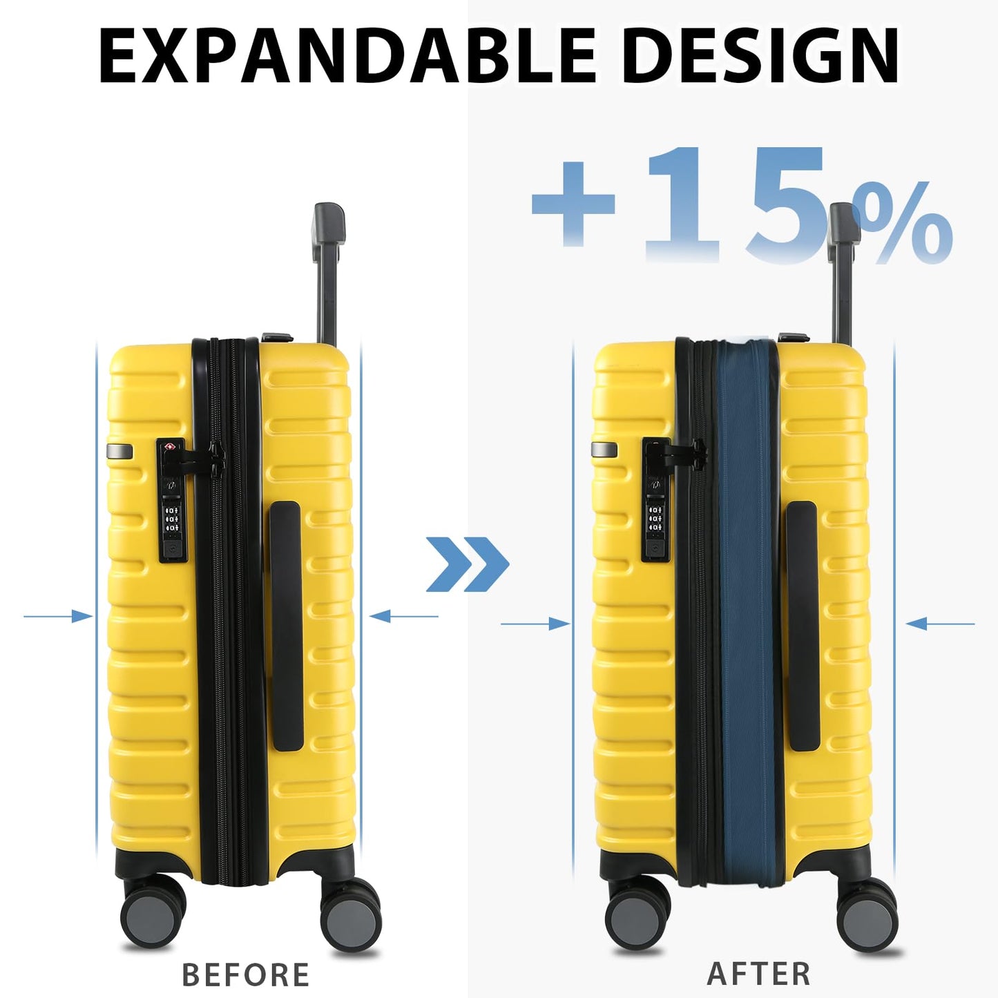 EMPSIGN Carry On Luggage with Spinner Wheels, Hard Shell Carry-On Suitcase 21x14x9 Airline Approved & Built-in TSA Lock, Durable Travel Rolling Suitcase, Carry-On 20-Inch, Orange