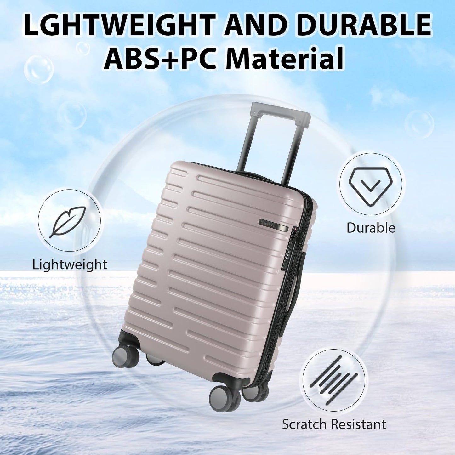 EMPSIGN Carry On Luggage with Spinner Wheels, Hard Shell Carry-On Suitcase 21x14x9 Airline Approved & Built-in TSA Lock, Durable Travel Rolling Suitcase, Carry-On 20-Inch, Orange