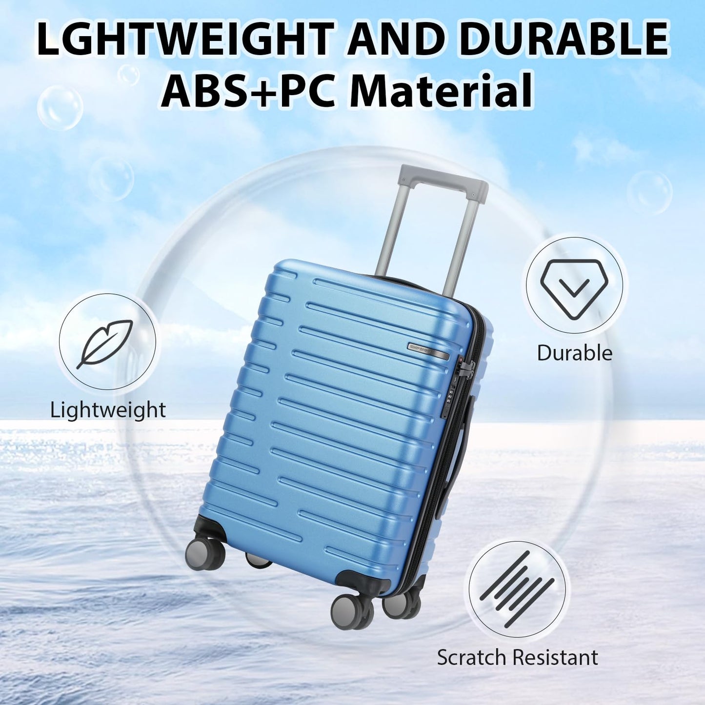EMPSIGN Carry On Luggage with Spinner Wheels, Hard Shell Carry-On Suitcase 21x14x9 Airline Approved & Built-in TSA Lock, Durable Travel Rolling Suitcase, Carry-On 20-Inch, Orange
